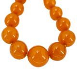 Golden Orange Baltic Amber Bead Necklace 24” 57g 80s USSR Origin Restrung W Sterling Clasp – Collectible vintage item