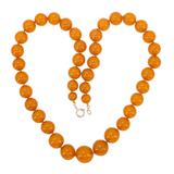 Golden Orange Baltic Amber Bead Necklace 24” 57g 80s USSR Origin Restrung W Sterling Clasp – Collectible vintage item