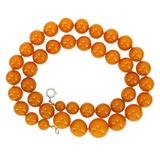 Golden Orange Baltic Amber Bead Necklace 24” 57g 80s USSR Origin Restrung W Sterling Clasp – Collectible vintage item