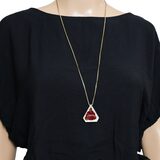 Vintage Reverse-Carved Lucite Pendant Necklace W Rose Motif On 925 Box Chain - 29" Italy – Rare collectible vintage item 