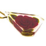 Vintage Reverse-Carved Lucite Pendant Necklace W Rose Motif On 925 Box Chain - 29" Italy – Rare collectible vintage item 
