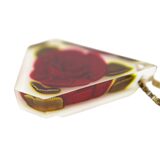 Vintage Reverse-Carved Lucite Pendant Necklace W Rose Motif On 925 Box Chain - 29" Italy – Rare collectible vintage item 