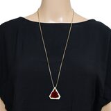 Vintage Reverse-Carved Lucite Pendant Necklace W Rose Motif On 925 Box Chain - 29" Italy – Rare collectible vintage item 