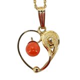 Vintage Gold Filled Heart Necklace W Coral — Signed Sorrento Pendant, W.E.H. Chain – Rare collectible vintage item 