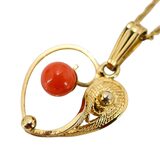 Vintage Gold Filled Heart Necklace W Coral — Signed Sorrento Pendant, W.E.H. Chain – Rare collectible vintage item 