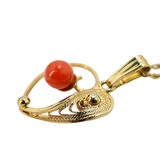 Vintage Gold Filled Heart Necklace W Coral — Signed Sorrento Pendant, W.E.H. Chain – Rare collectible vintage item 