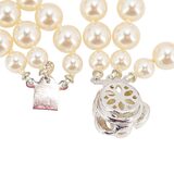 Classic Triple-Strand Glass Pearl Choker Necklace with Ornate Box Clasp - New Old Stock – Vintage dead stock item 