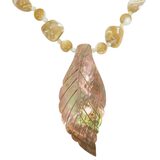 High Luster MOP Carved Shell Leaf Pendant Necklace Sterling Clasp, 18” – Estate Find