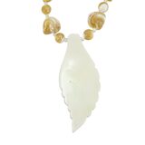 High Luster MOP Carved Shell Leaf Pendant Necklace Sterling Clasp, 18” – Estate Find