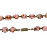 Murano Amber Glass Bead Necklace W White Floral Murrines Cane Flowers 17” – Collectible vintage item