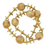 Art Deco Galalith Necklace Marbled Caramel Faceted Beads Brass 1930s – Rare collectible vintage item 