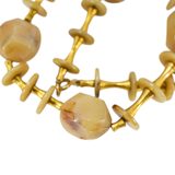 Art Deco Galalith Necklace Marbled Caramel Faceted Beads Brass 1930s – Rare collectible vintage item 