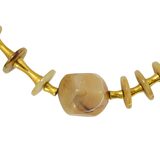 Art Deco Galalith Necklace Marbled Caramel Faceted Beads Brass 1930s – Rare collectible vintage item 