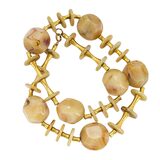 Art Deco Galalith Necklace Marbled Caramel Faceted Beads Brass 1930s – Rare collectible vintage item 