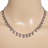 Vintage Sterling Silver Freshwater Pearl Fringe Necklace 16” Artisan Dangle Minimalist – Vintage item