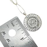 Vintage Handcrafted Sterling Aztec Calendar Pendant Necklace On Paperclip Chain – Studio made / small batch item  - Estate find