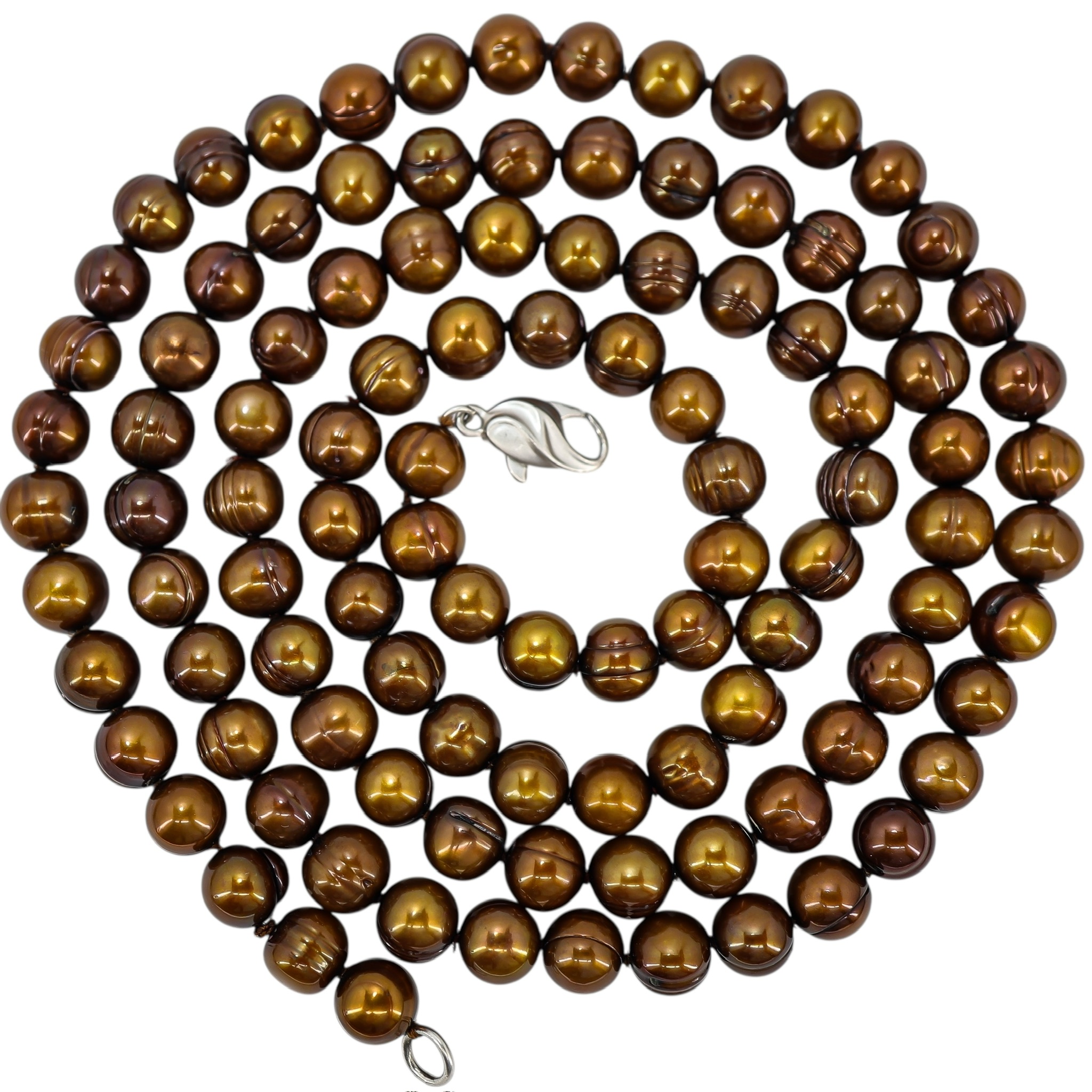 Honora Bronze Freshwater Pearl Necklace - Warm Earthy Color - Sterling Clasp