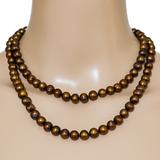 Honora Bronze Freshwater Pearl Necklace - Warm Earthy Color - Sterling Clasp – Estate Find