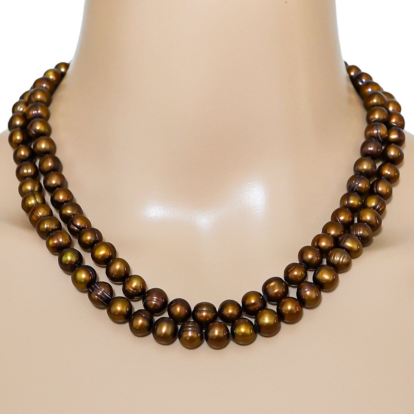 Honora Bronze Freshwater Pearl Necklace - Warm Earthy Color - Sterling Clasp image 4