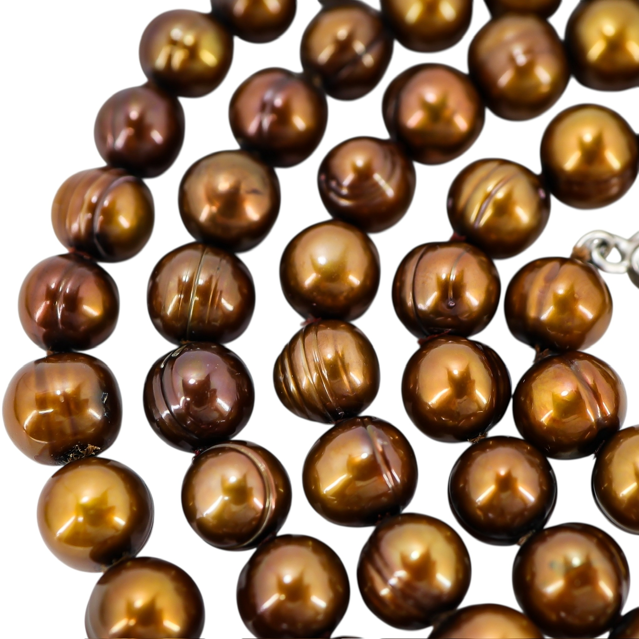 Honora Bronze Freshwater Pearl Necklace - Warm Earthy Color - Sterling Clasp image 6