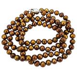 Honora Bronze Freshwater Pearl Necklace - Warm Earthy Color - Sterling Clasp – Estate Find