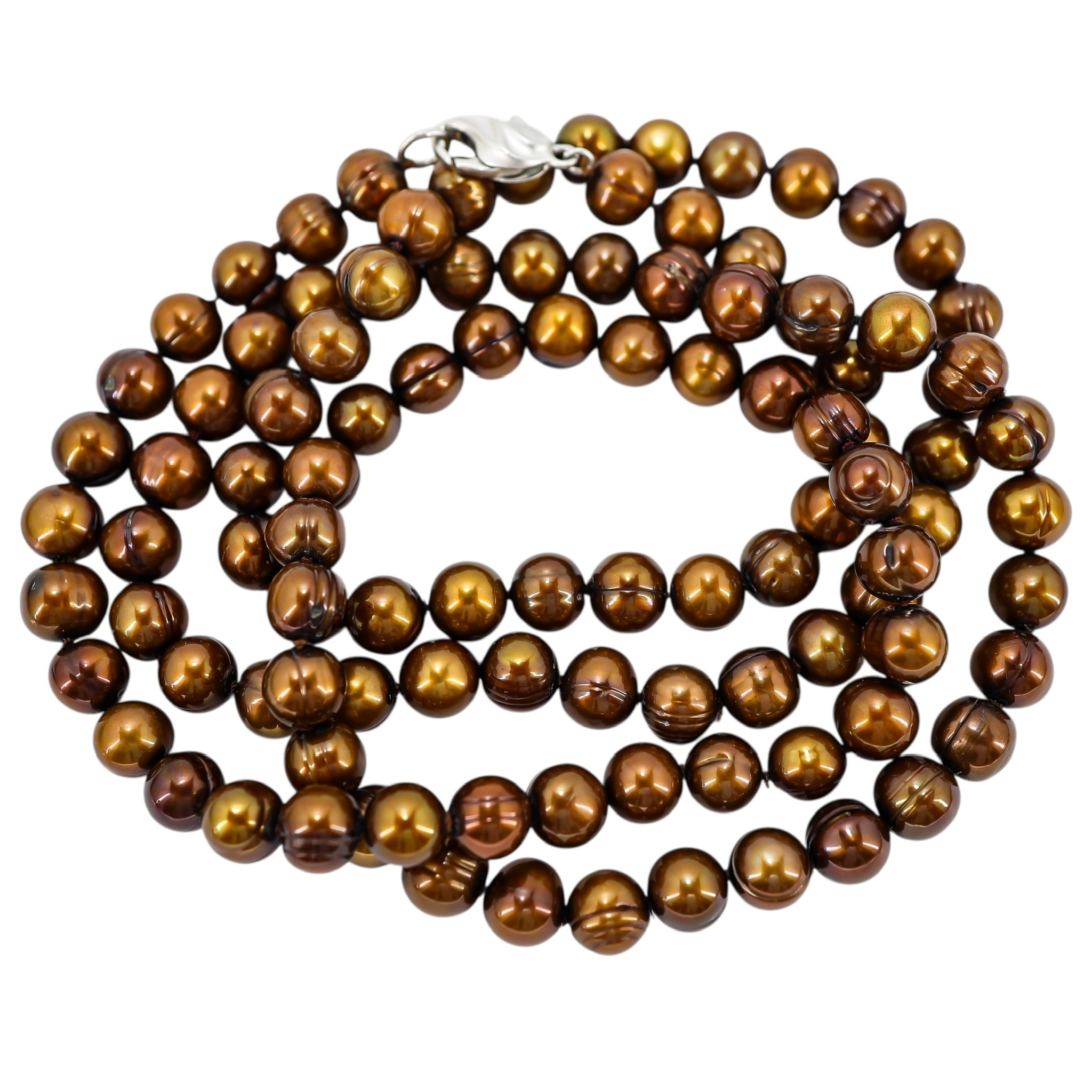 Honora Bronze Freshwater Pearl Necklace - Warm Earthy Color - Sterling Clasp image 9