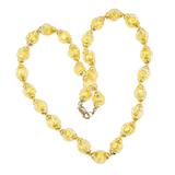 Vintage Murano Gold Foil Beads Sommerso - Ribbed & Twisted Beads Necklace - Gold Filled Clasp/Caps – Rare collectible vintage item 