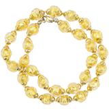 Vintage Murano Gold Foil Beads Sommerso - Ribbed & Twisted Beads Necklace - Gold Filled Clasp/Caps – Rare collectible vintage item 