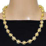 Vintage Murano Gold Foil Beads Sommerso - Ribbed & Twisted Beads Necklace - Gold Filled Clasp/Caps – Rare collectible vintage item 