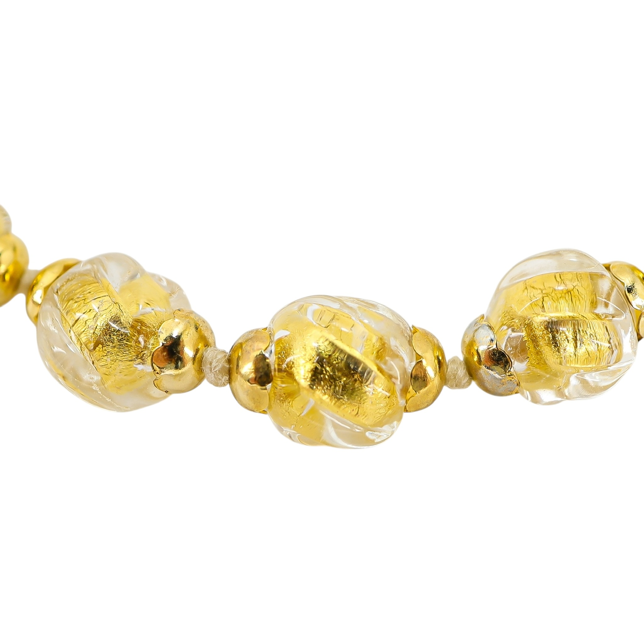 Vintage Murano Gold Foil Beads Sommerso - Ribbed & Twisted Beads Necklace - Gold Filled Clasp/Caps image 9