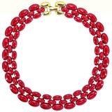 Napier 80s Signed Vibrant Red Metal Choker Necklace – Collectible vintage designer item