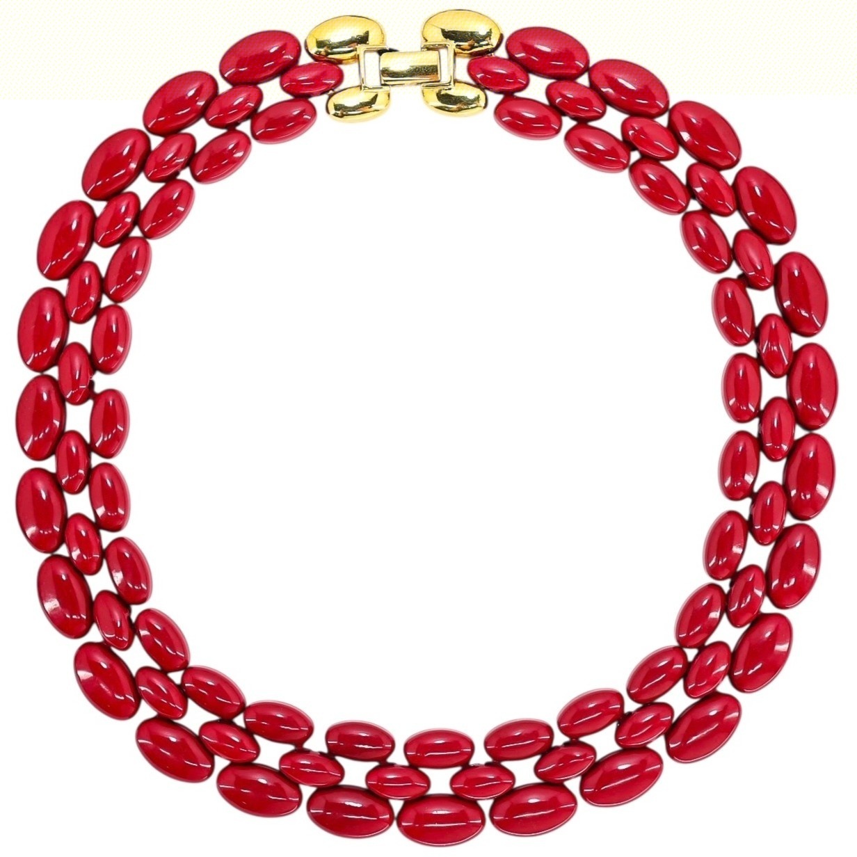 Napier 80s Signed Vibrant Red Metal Choker Necklace image 1