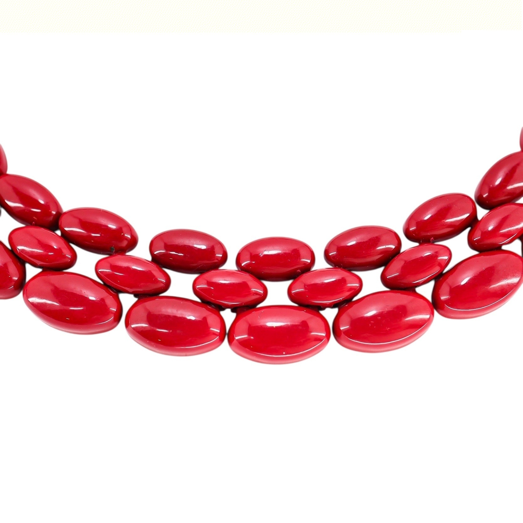 Napier 80s Signed Vibrant Red Metal Choker Necklace image 4