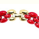 Napier 80s Signed Vibrant Red Metal Choker Necklace – Collectible vintage designer item