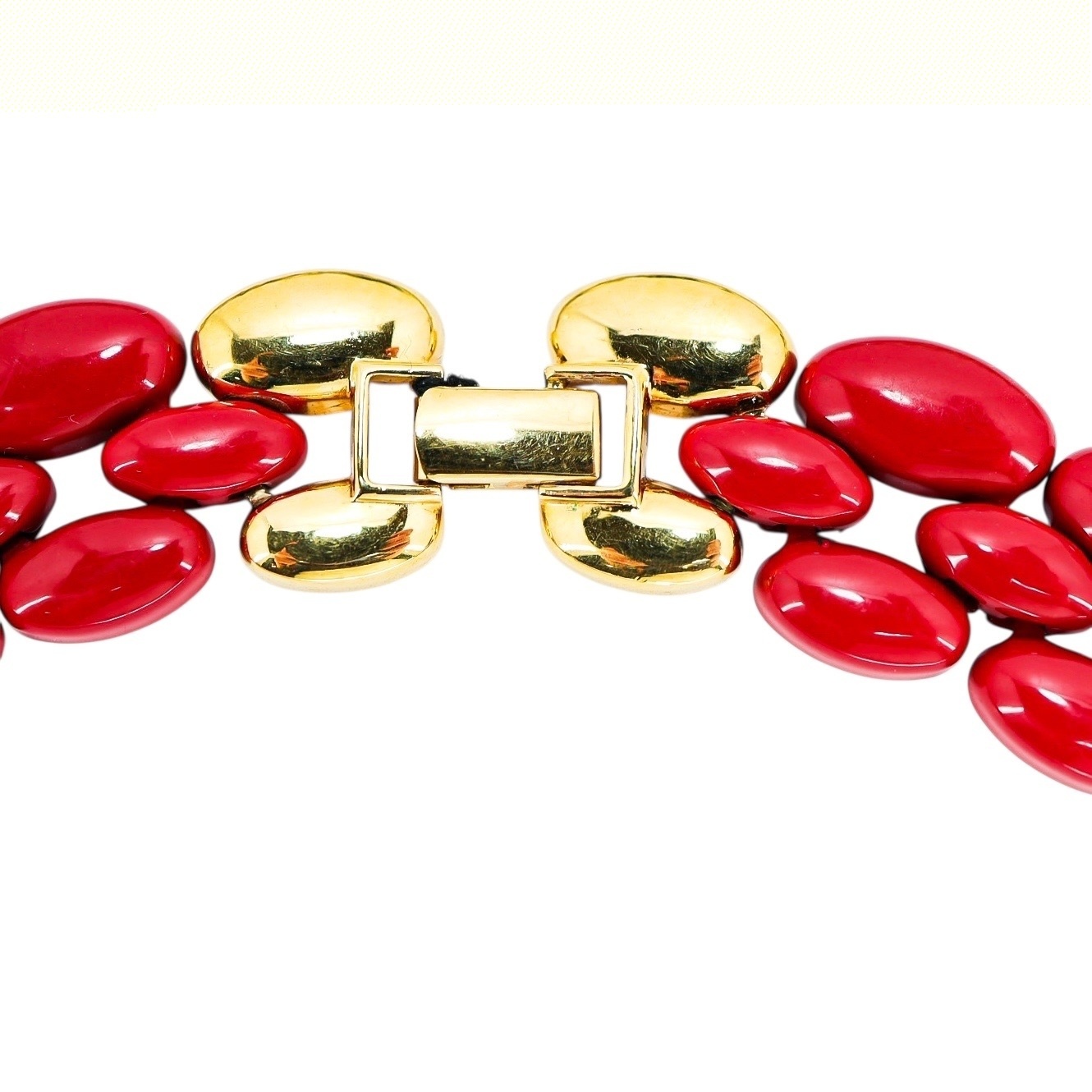 Napier 80s Signed Vibrant Red Metal Choker Necklace image 5