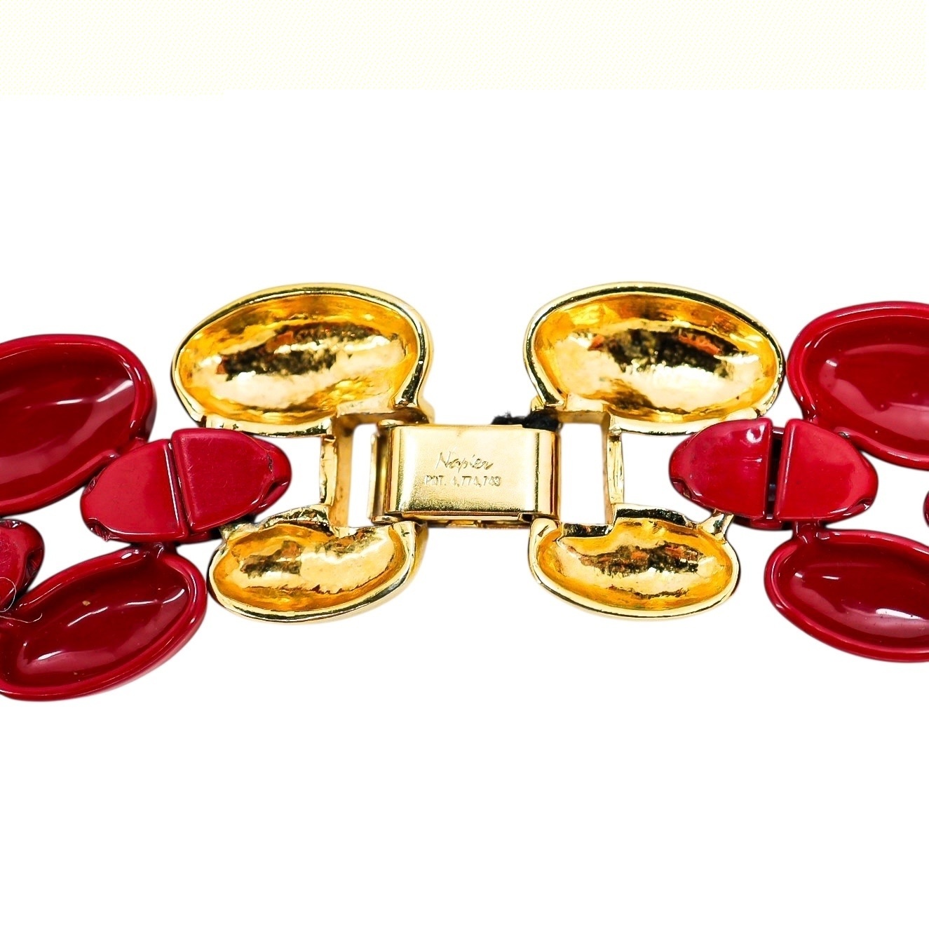 Napier 80s Signed Vibrant Red Metal Choker Necklace image 6