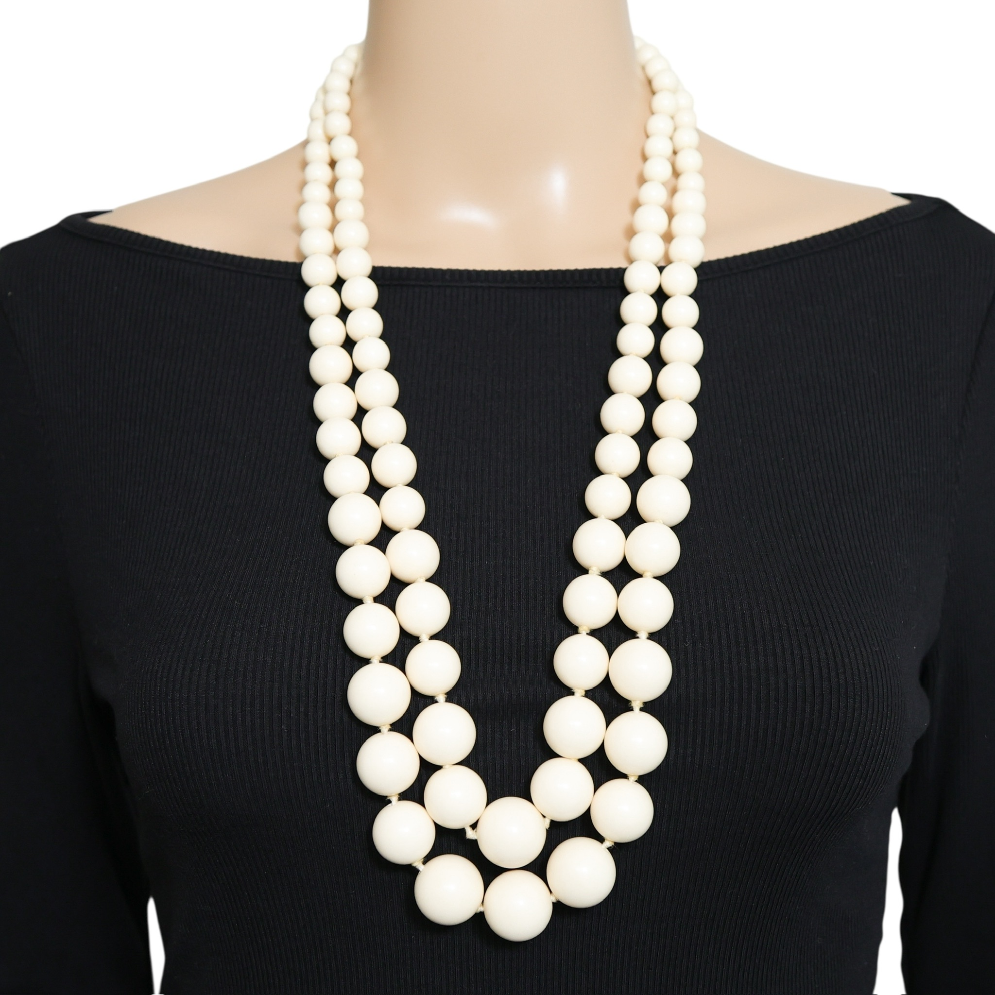 Vintage West Germany Acetate Bead Necklace - 2Strand - Statement