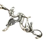 Artisan Cast Sterling Silver Large Dragon Pendant Necklace - Whimsical Gothic Style – Studio made / small batch item  - Estate find
