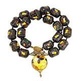 Vintage Black Lantern Cloisonné Bead Necklace with Large Orb Pendant – Rare collectible vintage item 