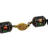 Vintage Black Lantern Cloisonné Bead Necklace with Large Orb Pendant – Rare collectible vintage item 