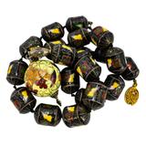 Vintage Black Lantern Cloisonné Bead Necklace with Large Orb Pendant – Rare collectible vintage item 