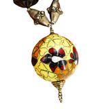 Vintage Black Lantern Cloisonné Bead Necklace with Large Orb Pendant – Rare collectible vintage item 