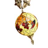 Vintage Black Lantern Cloisonné Bead Necklace with Large Orb Pendant – Rare collectible vintage item 