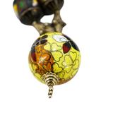 Vintage Black Lantern Cloisonné Bead Necklace with Large Orb Pendant – Rare collectible vintage item 