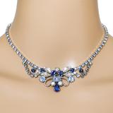 Vintage MCM Blue Rhinestone Choker In Silver Tone – Collectible vintage item