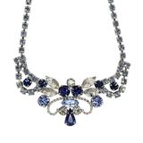 Vintage MCM Blue Rhinestone Choker In Silver Tone – Collectible vintage item