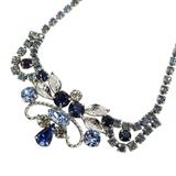 Vintage MCM Blue Rhinestone Choker In Silver Tone – Collectible vintage item