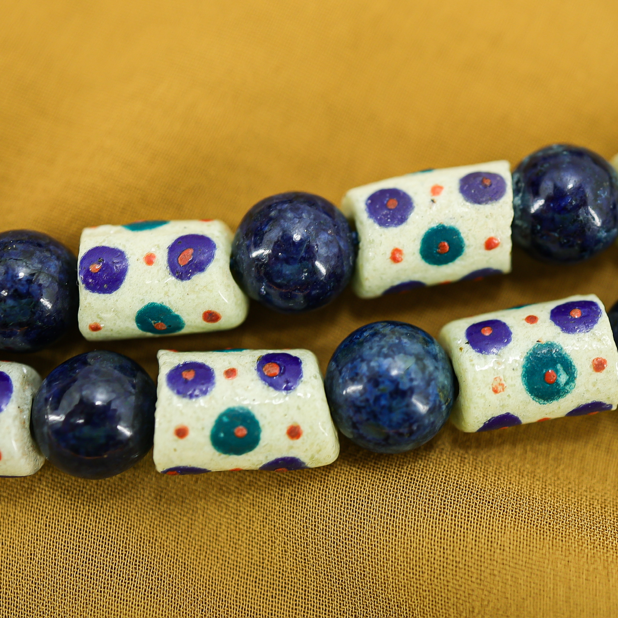 Undyed Natural Lapis Lazuli Ghana Krobo Beads & Sterling Boho Necklace image 6