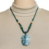 Natural Jade Jadeite Carved Dragon Vessel Pendant Necklace – OOAK - Unique one of a kind artisan item