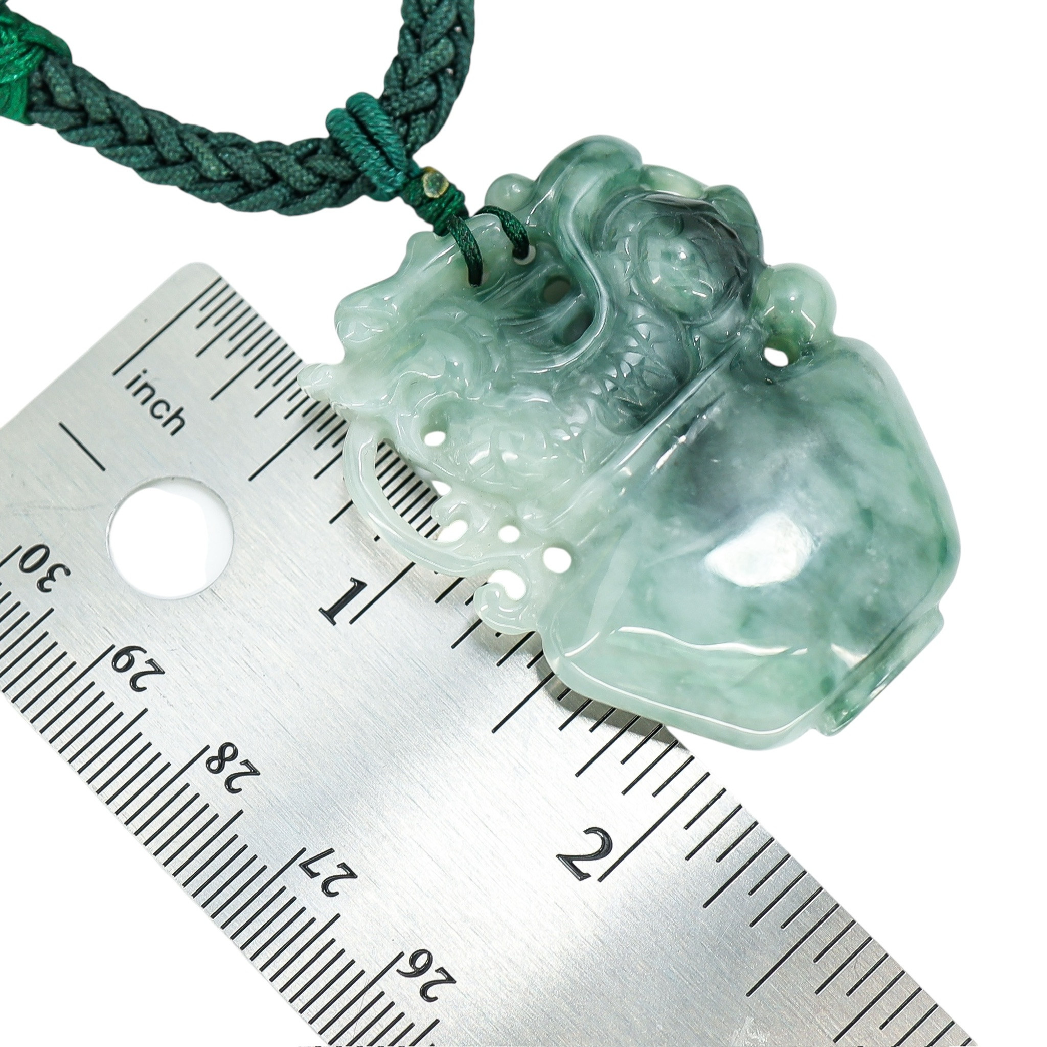 Natural Jade Jadeite Carved Dragon Vessel Pendant Necklace image 5